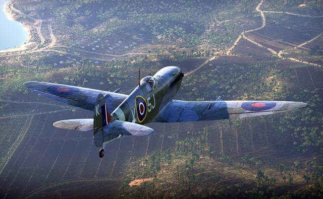 War Thunder's The Plagis Spitfire LF Mk. IX approaching its target