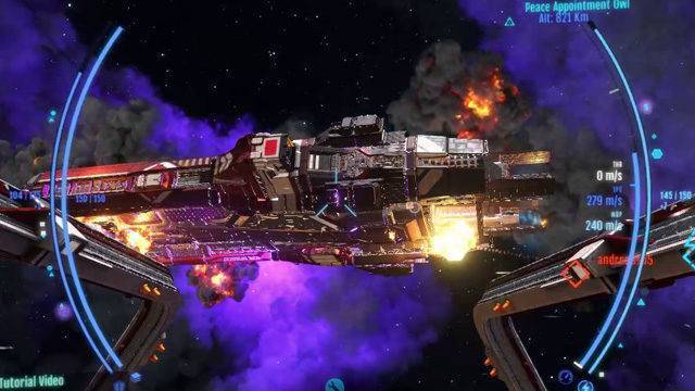 Infinity Battlescape, a carrier breaks up