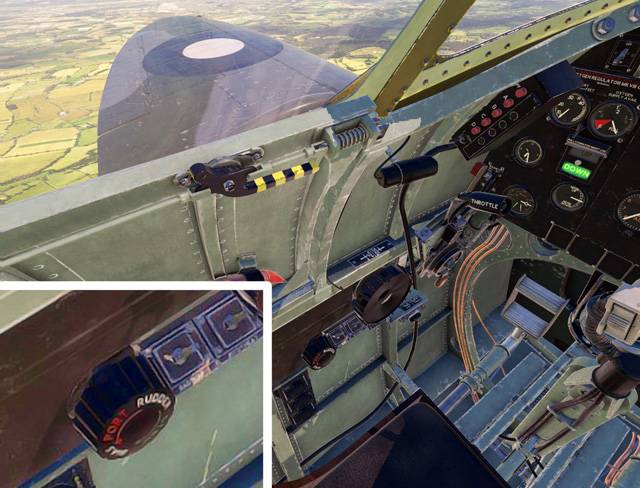 The FlyingIron Spitfire rudder bias trim wheel